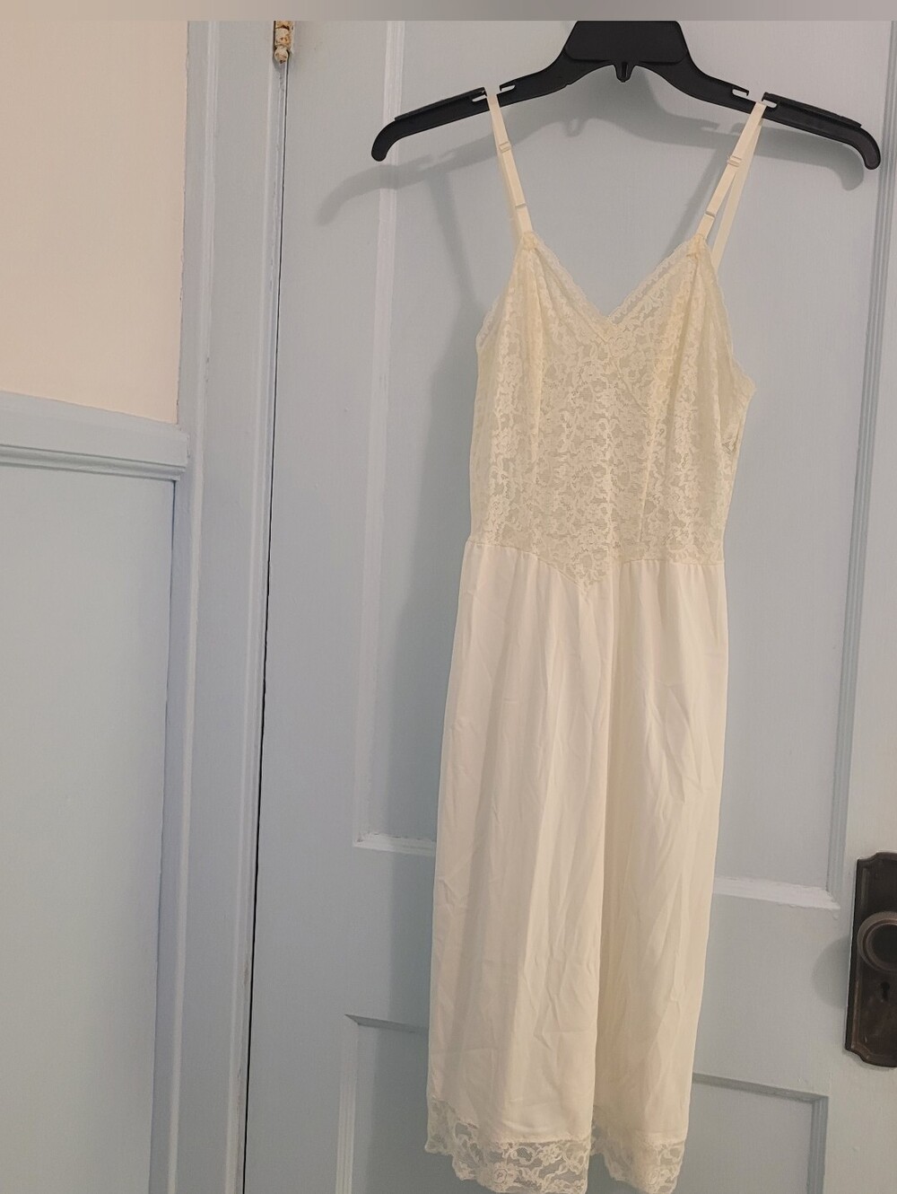 Cream Lace Slip Dress with Adjustable Straps